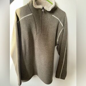 Kuhl Men's Tan Zip-Up Sweater, Quarter Zip.
